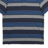 CALVIN KLEIN Mens Navy Blue & Grey Striped Short Sleeve Polo Shirt M Cotton