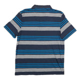 CALVIN KLEIN Mens Navy Blue & Grey Striped Short Sleeve Polo Shirt M Cotton