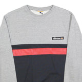 ELLESSE Mens Grey & Black & Red Cotton Blend Sweatshirt Crew Neck S Casual Style