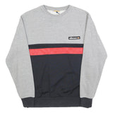 ELLESSE Mens Grey & Black & Red Cotton Blend Sweatshirt Crew Neck S Casual Style