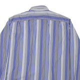 NAUTICA Mens Blue & Grey Stripe Shirt XL Cotton Blend Long Sleeve Casual