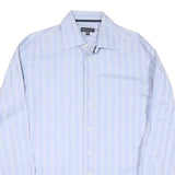 TOMMY HILFIGER Mens Blue & White Striped Shirt L Classic Fit Cotton Blend