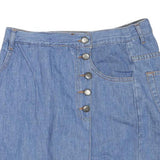 BOLERO Womens Blue Denim Mini Cotton Blend Skirt Button Closure S Stylish Casual