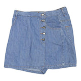 BOLERO Womens Blue Denim Mini Cotton Blend Skirt Button Closure S Stylish Casual