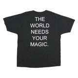 CHAMPION Mens Black Cotton Graphic T-Shirt 2XL Short Sleeve Crew Neck Magic