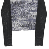 TWISTER Womens Blue & Black Printed Top Long Sleeve Crew Neck Size M Stylish