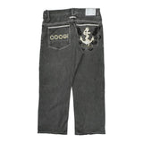 Anchor Embroidery Coogi Wide Leg Graphic Jeans - 36W 30L Gray Cotton