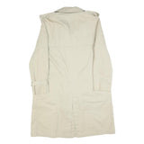 AQUASCUTUM Womens Cream Cotton Blend Trench Jacket L Classic Button Closure
