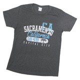 YAZBEK Mens Grey & Blue Graphic T-Shirt M Short Sleeve Crew Neck Casual Cotton