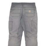 CARHARTT Mens Cotton Blend Grey Relaxed Work Trousers W30 L27 Durable Utility