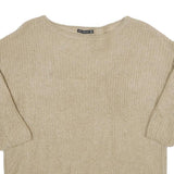 ZARA Womens Beige Wool Blend Plain Crew Neck Chunky Knit Jumper M Comfortable