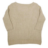ZARA Womens Beige Wool Blend Plain Crew Neck Chunky Knit Jumper M Comfortable