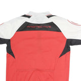 PROTECTION Mens Red & White Modern T-Shirt L Short Sleeve Zip Neck Athletic Bike