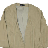 ZARA Womens Beige Cotton Blend Relaxed Jacket L Plain Minimalist Lightweight