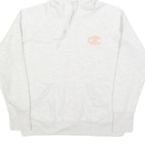 CHAMPION Womens White & Pink Logo Pullover Hoodie S Casual Sporty Sweatshirt