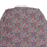 TRU Womens Red Blue Floral Print Shirt Long Sleeve Button Neck M Elegant Style