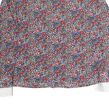 TRU Womens Red Blue Floral Print Shirt Long Sleeve Button Neck M Elegant Style