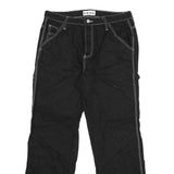 Black Womens Regular Fit Straight Cotton Jeans W32 L31 Contrast Stitching Button