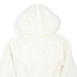 KIZELL Girls White Faux Fur Zip Hooded Jacket S Polyester Blend Cute Ear Detail