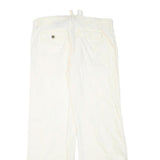 NORMAN KAMALI Womens Cotton Blend Cream Regular Straight Trousers W36 L34 Zip