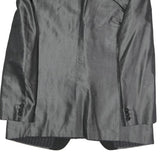 Mens Grey & Black Formal Button Jacket L Polyester Blend Shawl Collar Plain