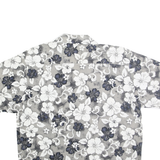 CLUB MED Mens Grey & White Floral Shirt L Cotton Hawaiian Casual Summer