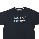 NAUTICA Mens Black Graphic T-Shirt L Short Sleeve Crew Neck Cotton Blend