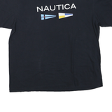 NAUTICA Mens Black Graphic T-Shirt L Short Sleeve Crew Neck Cotton Blend