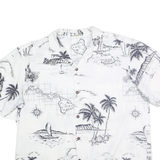 ROYAL CREATIONS Mens White & Black Hawaiian Shirt 2XL Tropical Print Casual