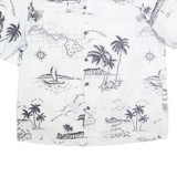 ROYAL CREATIONS Mens White & Black Hawaiian Shirt 2XL Tropical Print Casual