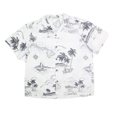 ROYAL CREATIONS Mens White & Black Hawaiian Shirt 2XL Tropical Print Casual