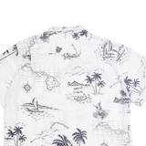 ROYAL CREATIONS Mens White & Black Hawaiian Shirt 2XL Tropical Print Casual