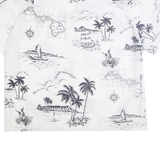ROYAL CREATIONS Mens White & Black Hawaiian Shirt 2XL Tropical Print Casual