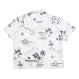 ROYAL CREATIONS Mens White & Black Hawaiian Shirt 2XL Tropical Print Casual