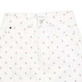 CALVIN KLEIN Womens White Cotton Blend Mini Denim Skirt XS Logo Print