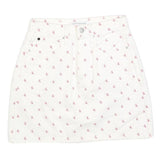 CALVIN KLEIN Womens White Cotton Blend Mini Denim Skirt XS Logo Print