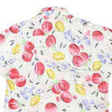 INES Womens White Red Yellow Blue Fruit Print Short Sleeve Shirt L Lightweight