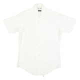VAN HEUSEN Mens White S Cotton Blend Short Sleeve Shirt Formal Button Down