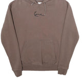 KARL KANI Mens Brown Cotton Blend Hoodie S Signature Script Pullover