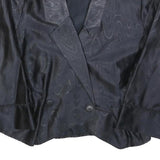 Womens Black Button Polyester Blend Cropped Jacket S Satin Effect Pattern