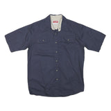 WRANGLER Mens Blue Short Sleeve Cotton Blend Casual Shirt M Workwear