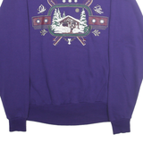 JERZEES Mens Purple Ski Montana Crew Neck L Sweatshirt Cotton Blend Winter