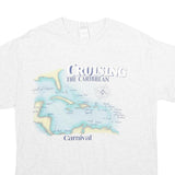 GILDAN Mens White Cruising The Caribbean Graphic T-Shirt M Short Sleeve Crew