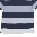 TOMMY HILFIGER Mens Blue & Navy Striped Polo Shirt L Cotton Blend Casual