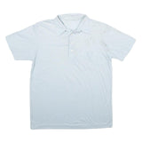 Mens White Short Sleeve Plain Polo Shirt L Cotton Blend Casual Pocket