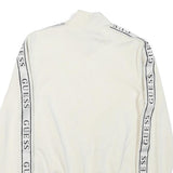 GUESS Womens White Zip Jacket XS Polyester Blend Logo Tape Casual Sportswear