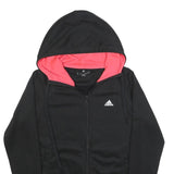 ADIDAS Womens Black & Pink Zip Up Hoodie S Cotton Blend Casual Sweatshirt