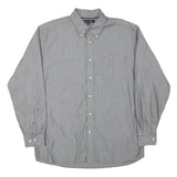 TOMMY HILFIGER Mens Black & White Stripe Shirt L Classic Button Down Collar