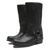 SPIRIT Mens Black Leather Biker Boots UK 9.5 Comfortable Stylish Footwear