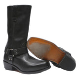 SPIRIT Mens Black Leather Biker Boots UK 9.5 Comfortable Stylish Footwear